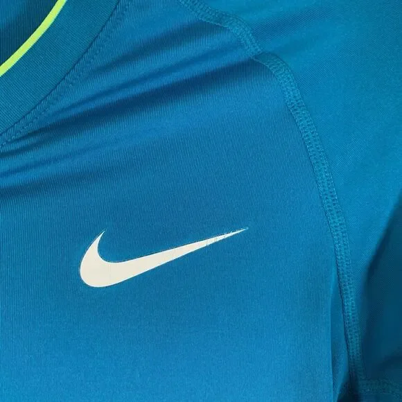 Nike Pro Shirt Women's Small Blue Vneck Long Sleeve Dri Fit Pullover - Picture 4 of 9